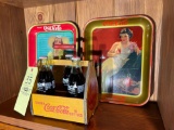 (2) Vintage Coke Trays, Wood Coke Bottle Carrier