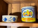 Sunshine Brand Tin and Hartville Crock