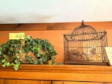 Vintage Bird Cage and Basket with Fern
