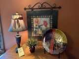 Floral Picture, Lamp, Vase, Decor