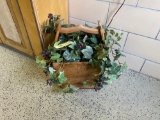 Wood Basket And Artificial Plants