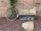 Antique Wood Wagon Wheel, Birdhouse