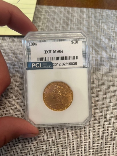 1894 US $10 gold coin PCI MS64