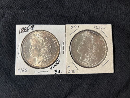 (2) 1885 & 1891 Morgan silver dollars