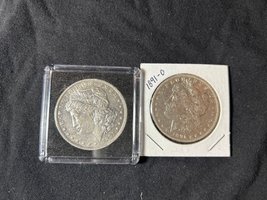 (2) 1891- o morgan silver dollars