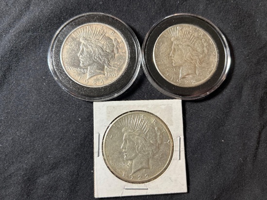 (3) 1922 & 24 silver peace dollars