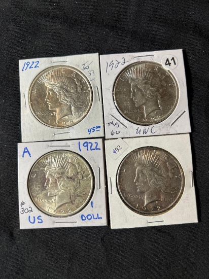 (4) 1922 & 23 silver peace dollars