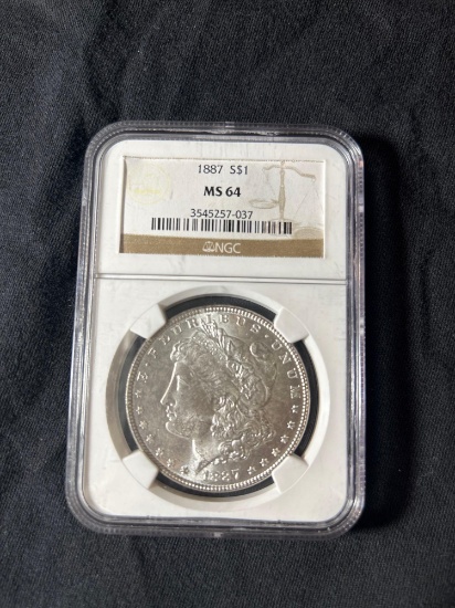 1887 MS 64 Morgan silver dollar