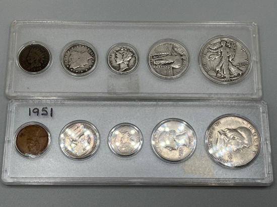 1951 year set, & 5 coin type set