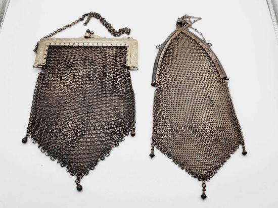 Antique mesh purses, silver tone