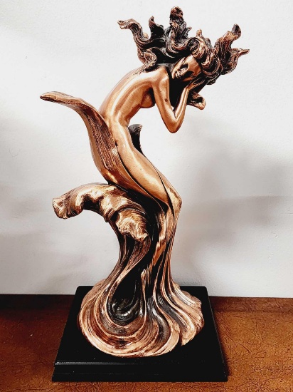 Stunning copper clad sea nymph mermaid sculpture