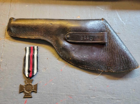 German WWI Honor cross non combatant, leather holster