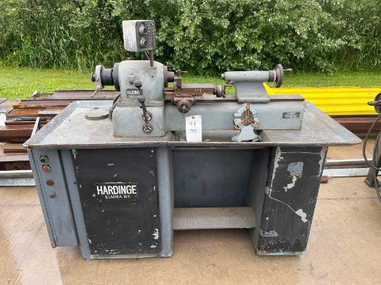 Hardinge Speed Lathe. DV59 Has a steady rest and a 5C collet closer. Parts, restore or use.