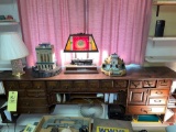 oak desk top w/ contents