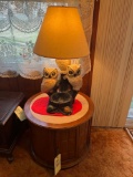 lamp table w/ owl lamp