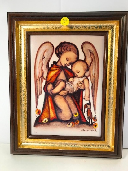 M.I. Hummel 1998 Porcelain Picture in Wooden Frame