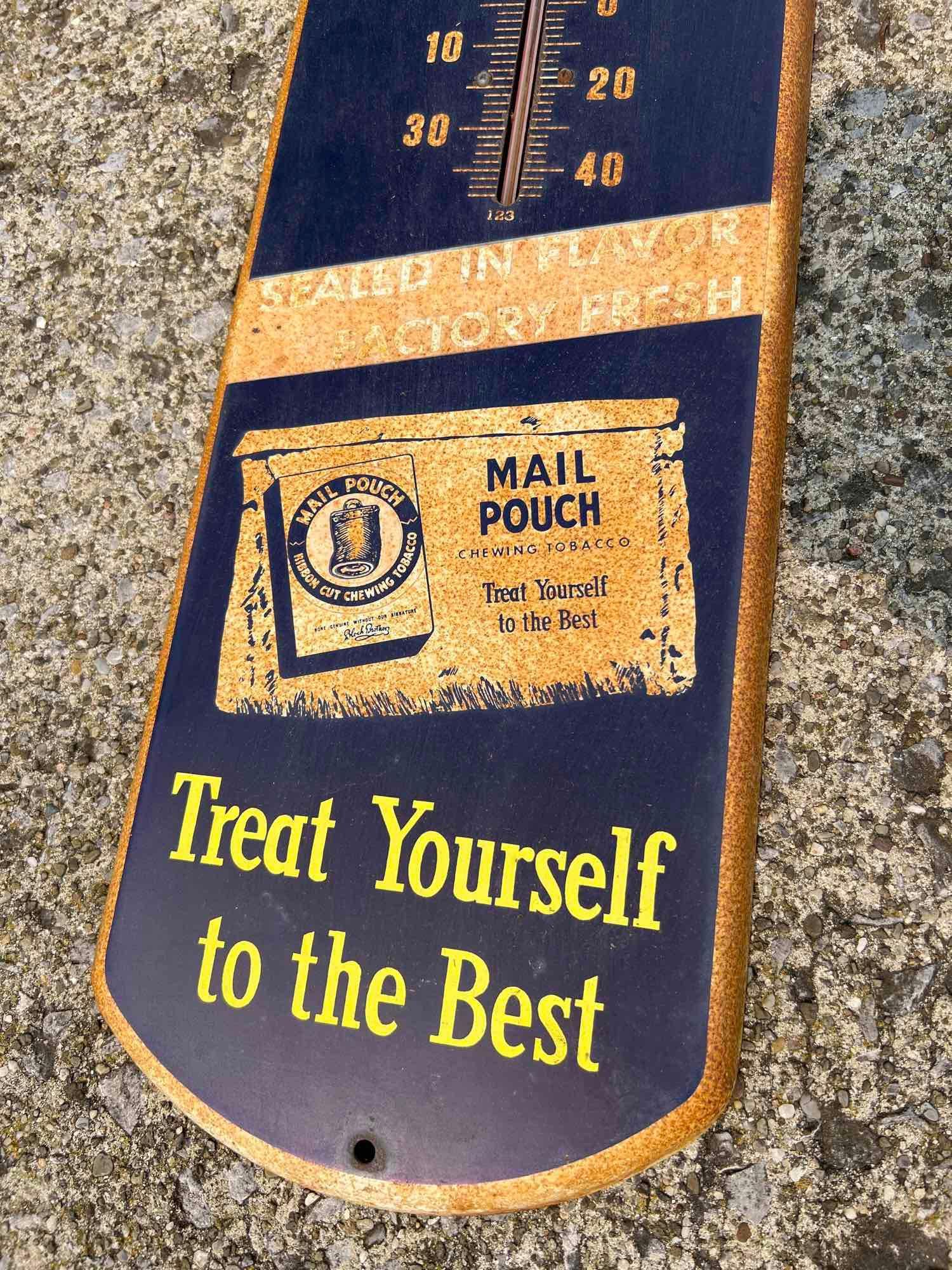 mail pouch tobacco sign thermometer Chewing 39" Vintage 1950's Mail Pouch Tobacco Thermometer 