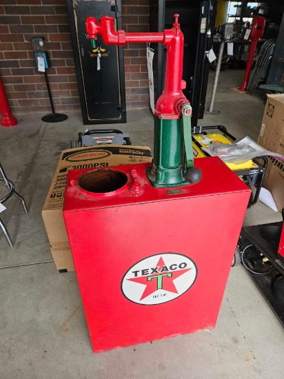 Taxaco oil barrel with pump
