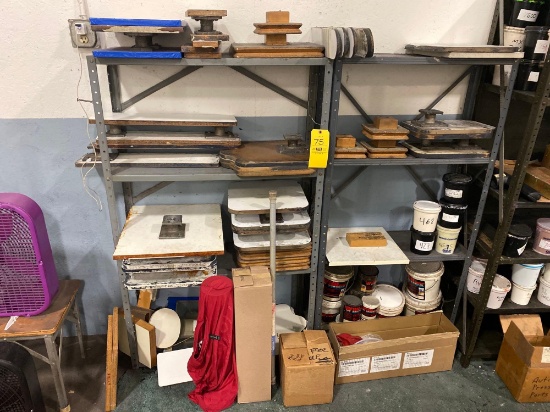 Assorted Press Pallets & Metal Shelves