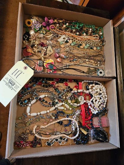 2 boxes costume jewelry
