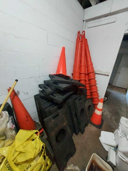 Assortment of Solid Rubber Base Traffic Cones