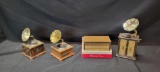 Crown Melody coins and 3 Victrola style transistor radios, Sandhurst and Grammy-phone 8