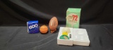 Par 72 golf ball radio, Polaroid 600, Wilson football, basketball
