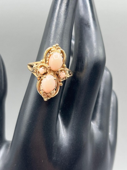 14k gold pink opal cocktail ring 2.3 DWT