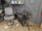 Metal Work Desk, Office Chair, Fans, & Shelf/Desk Contents
