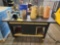 Workbench, grocery cart, oil fill containers
