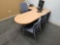 Steelcase Corner Office Desk w/ Office Chair, 2 Chairs, & Built In Cabinet