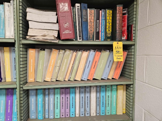 3 Shelves of Assorted Automotive Service Repair Manuals