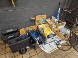 Large Assortment of Office Supplies & 6 Computer Monitors