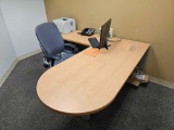 Steelcase Corner Office Desk w/ Office Chair & Built In Cabinet