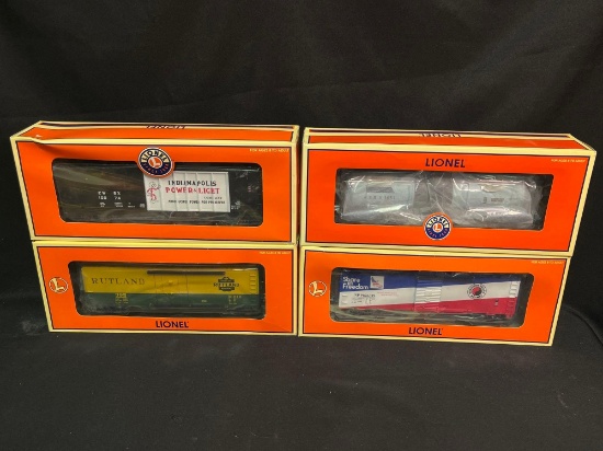 (4) Lionel Assorted Box Cars and Tanker