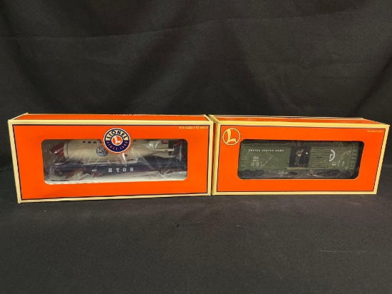 Lionel Army Operating Box Car and Houston Operating Submarine Car