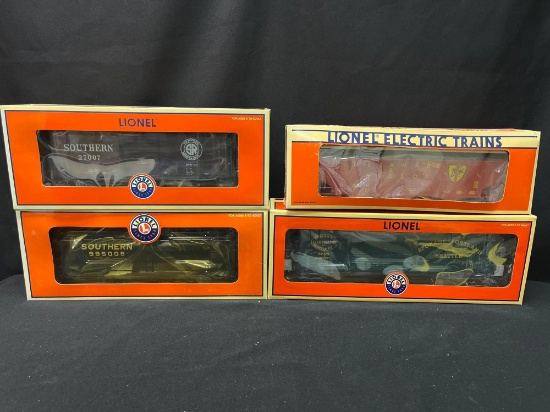 (4) Lionel Assorted Box Cars, Tanker and Hopper