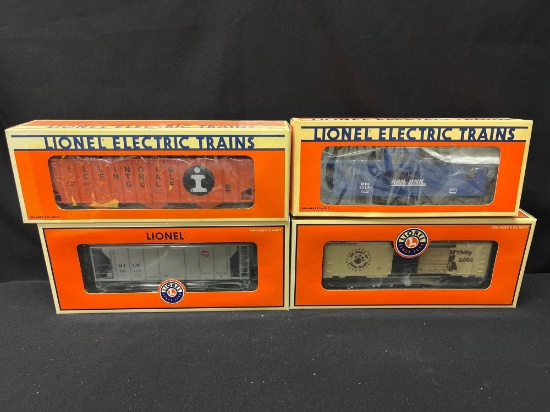 (4) Assorted Lionel Box Car, Hoppers and Caboose