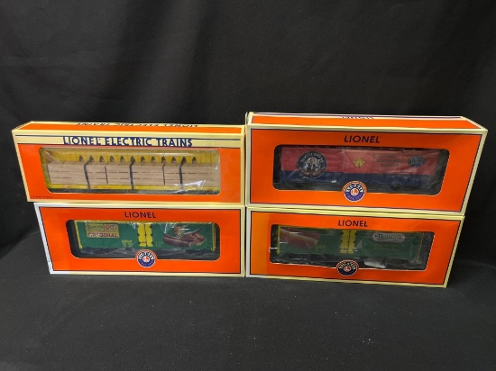 (4) Lionel Assorted NLOE, LOTS, Reefer, Flat Car