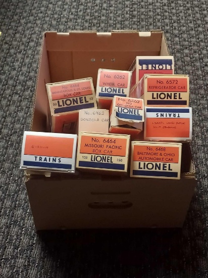 Box of 10 Assorted Lionel Train Cars