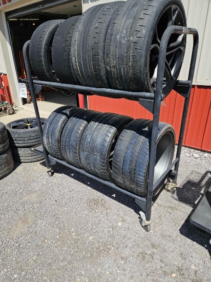 Tire rack on casters