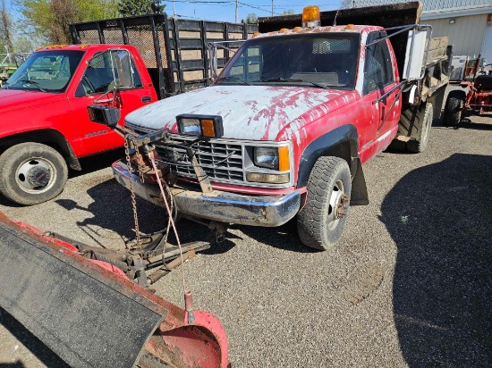 1990 Chevy 3500 dump truck with snow plow