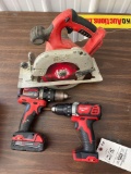 Milwaukee cordless tools, no charger, one battery