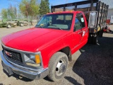 1995 GMC 3500 flatbed dump truck, 130,780 miles