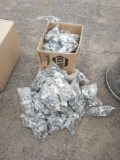 Box of stainless steel clamps.