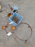 Primitive tools, pulley, rod iron base, led melting tools.