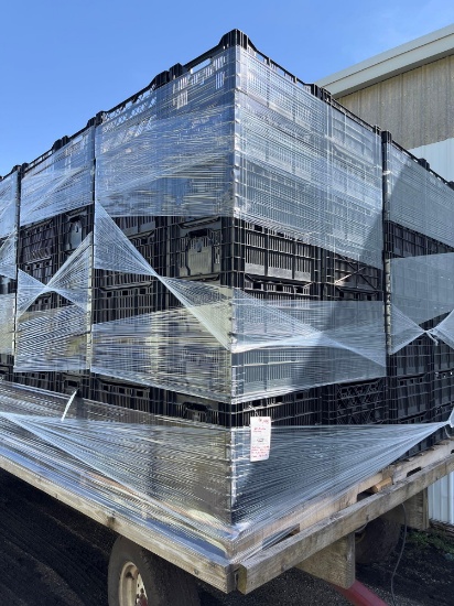 40 plastic produce bins on a pallet