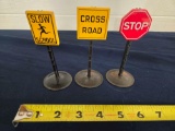 3 Pressed Steel Metal Street Signs