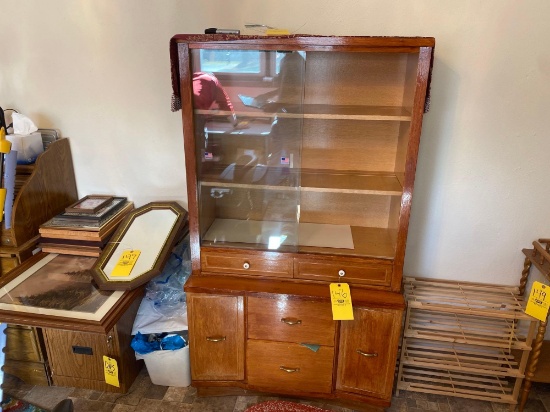Wood Cabinet and Contents