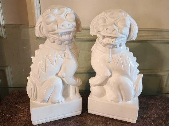 Pair of large Chinese Foo dogs / temple lions
